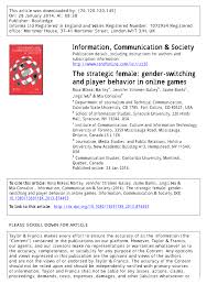We will certainly consider your respond on best online games for seniors answer in order to fix it. Pdf The Strategic Female Gender Switching And Player Behavior In Online Games