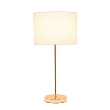 Gold jaquelin 20.5 brass gold/black desk lamp. Simple Designs Rose Gold Stick Lamp With Fabric Shade White All The Rages