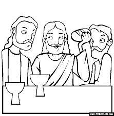 This stained glass coloring page of the last supper picture of jesus and the apostles is beautiful! Last Supper Coloring Page Free Last Supper Online Coloring