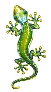 Green 38 Cm Glass And Metal Gecko Lizard Wall Art Home Garden Decor Plaque 675238351080 Ebay Lizard Art Haitian Metal Art