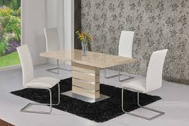 Florence high gloss white glass dining table set and 6 faux leather chairs seats. Extending Cream High Gloss Dining Table And 4 White Chairs Set