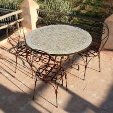 Zellige, zillij or zellij (arabic: Table En Zellige Ronde 110 4 Chaises Italiennes Table Zellige Zellige Chaise Fer Forge