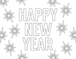 These simple pages are a fun way to pass time until midnight. Happy New Year Coloring Pages Free Printable Paper Trail Design