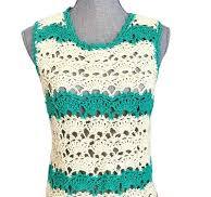 Hand Crochet Tank Top: Aqua & Ivory Striped Summer Top - Etsy