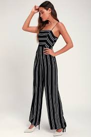 Black And White Striped Jumpsuit With Sleeves Neena Black And White Striped Jumpsuit Black White Jumpsuit Striped Jumpsuit White Jumpsuit Outfit