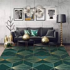 It is the easiest color on the eye and can improve vision. Amazon Com Modern Floor Carpet For Living Room Emerald Luxurious Anti Slip Geometric Area Rug For Bedroom Home Decor Dark Green Golden A 40x60cm 15 7x23 6inch Home Kitchen
