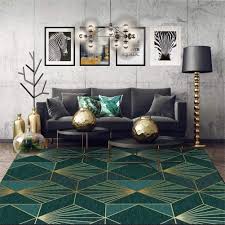 This home decor color is about to blow up in 2019. Amazon Com Modern Floor Carpet For Living Room Emerald Luxurious Anti Slip Geometric Area Rug For Bedroom Home Decor Dark Green Golden A 40x60cm 15 7x23 6inch Home Kitchen