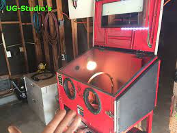 Capacity floor abrasive blast cabinet. Harbor Freight Sandblast Cabinet Upgrades Modifications Review Sandblasted Garage Workshop Layout Garage Workshop