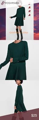 Zara New Ruffled Hem Bottle Green Dress Size L Green Dress Zara New Zara Basic