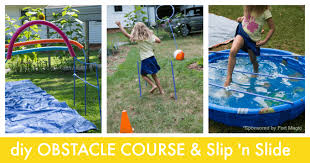 The boys love to swing from this t post that was once used for. Make Your Own Obstacle Course For Kids And Diy Slip N Slide