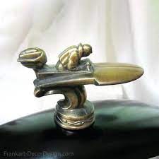 Classic Racing Motorcycle Hood Ornament In Satin Brass Classic Trucks Hood Ornaments Car Hood Ornaments
