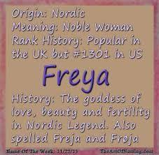The Name Freya Freya Is An Old Norse Feminine Given Name Derived From The Name Of The Old Norse Goddess Freyja Freya Was The Nordic Names Norse Names Names