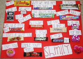 I'm nervous what would happen if i sent one to him, would i send it saying from me, hints that. Candy Bar Poster Ideas With Clever Sayings Hative