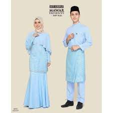 Mengusung warna baby blue dan warna choco, maka terbentuklah set didominasi oleh warna gamis baby blue yang fresh, bersama jilbab berwarna choco yang netral dan menyejukkan mata. Baju Nikah Tunang Baby Blue Shopee Malaysia
