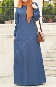 Onden Dugmeli Kot Elbise Lacivert Tesettur Elbise Kot Elbise Suhneva Tesettur Jean Modelleri Muslim Fashion Dress Muslimah Fashion Outfits Muslimah Fashion
