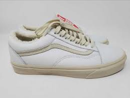 Vans leather old skool (classic tum). New Women S 10 Vans X Madewell Old Skool Sneakers In White Leather Sherpa Shoe Ebay