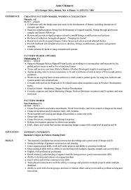 pattern maker resume samples velvet jobs
