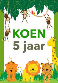 5 Jaar Verjaardag Jungle 123spandoek Nl