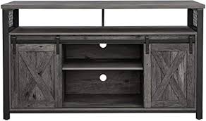 Top picks related reviews newsletter. Amazon Com Vasagle Tv Cabinet For 55 Inch Tvs With Sliding Barn Doors Entertainment Center And Media Console Tv Stand With Adjustable Storage Shelves Industrial Charcoal Gray And Black Ultv46bk Electronics