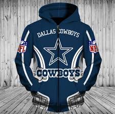 Nfl Football Dallas Cowboys 3d Hoodie With Zipper Sweatshirt