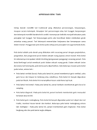 Fungsi pola lantai yaitu untuk menata gerakan tarian, membentuk komposisi dalam pertunjukan tarian dan menciptakan kekompakan antar anggota penari. Apresiasi Seni Tari Tugas Ekin Pdf