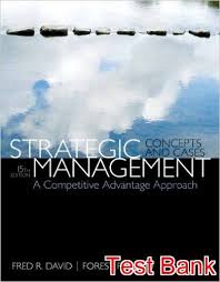 Strategic Management Concepts And Cases 15th Edition David Test Bank Test Bank Management Test