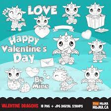 Valentine Dragons Digital Stamps Cute Baby Dragons Animals Etsy Digital Stamps Digital Embroidery Digital Sticker