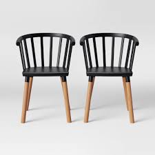 Set Of 2 Balboa Barrel Back Dining Chair Black Wood Project 62 Dining Chairs Dining Dinning Room Chairs