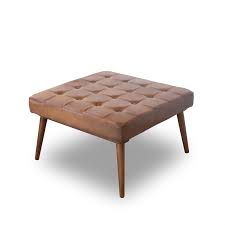 A grey leather ottoman with storage paired with a grey leather sofa creates an inviting, modern setting. Mid Century Modern Alvar Brown Italian Leather Ottoman Walmart Com Walmart Com