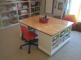 Finished Kids Craft Board Game Lego Table In The Kids Playroom Sides Made From Ikea Trofast Storage Craft Table Diy Craft Tables With Storage Craft Table