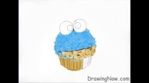 Next, color the face a blue color. How To Draw The Cookie Monster Cupcake Drawing Illustration Wonderhowto