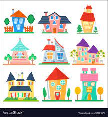 Glitter house coloring and drawing for children | kiki tv → learn drawing for kids: Cute Cartoon Houses Collection Funny Colorful Kid Vector Image Cartoon House House Drawing For Kids Art Drawings For Kids