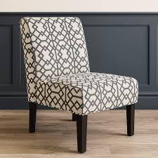Fabric Slipper Accent Chair - Geometric Pattern | The Oak Outlet Co.