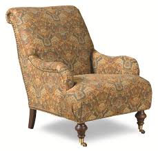 A chair has beautifully scrolled arms and a tall curved openwork backrest. Huntington House 7372 7372 50 Traditional Roll Back Chair With English Arms And Casters Thornton Furniture Upholstered Chair