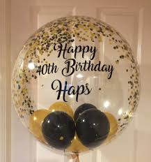 Birthday Party In A Box Delivery Inflated Personalised Black And Gold Confetti Birthday Balloon Balloon In A Box For Him Balloon Delivery Bespoke Balloon For Him Birthday Balloons Black And Gold Balloons Confetti Birthday