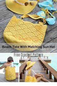 Awesome Crochet Beach Tote With Matching Sun Hat Knit And Crochet Daily Crochet Tote Pattern Crochet Tote Crochet