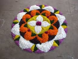 Rangoli Flower Petal And Rice Arrangement Rangoli Designs Flower Rangoli Designs Pookalam Design