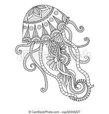 Drawing for coloring seahorse colouring underwater color page adult sea colouring book beach coloring pages coloring book ocean animals horse adult coloring pages black and white coloring. Jellyfish Coloring Page Jelly Fish Line Art Design For Coloring Book For Adult Tattoo T Shirt Design And So On Canstock