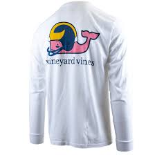 Vineyard Vines University Of Michigan Football White Long Sleeve Football Whale Tee
