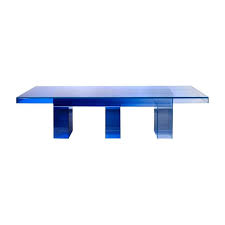Blue Glass Clear Transition Color Dining Table By Studio Buzao Customizable In 2020 Blue Dining Tables Dining Table Blue Coffee Tables