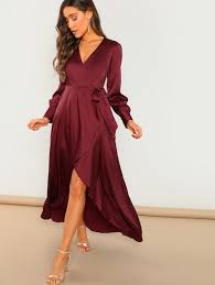 Shop Waist Tie High Low Overlap Dress Online Shein Offers Waist Tie High Low Overlap Dress More To Fit Maxi Dress Party High Waist Dress Womens Maxi Dresses