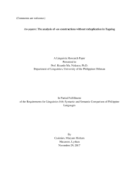 I had no time to compete my dissertation, but my friend example of research paper in tagalog recommended this website. Pdf An Yayare The Analysis Of An Constructions Without Reduplication In Tagalog Maryam Casimiro And Lyshan Macasero Academia Edu