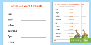 The unscrambled words are valid in scrabble. Zoo Trip Word Unscramble Teacher Made