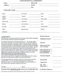 Rental Agreement Costume Salon Costume Rentals Dress Rental Rental