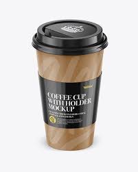 Paper Coffee Cup With Sleeve Mockup Front View High Angle Shot In Cup Bowl Mockups On Yellow Images Object Mockups In 2020 Paper Coffee Cup Mockup Free Psd Free Psd