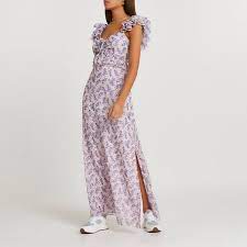 Find your ideal long sleeve dress with lulus. Pink Floral Frill Sleeve Maxi Dress River Island