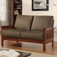 Homehills Mission Loveseat With Olive Microfiber 229912 2ol Couch And Loveseat Mission Style Furniture Love Seat