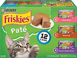 Manufactured cat foods include wet cat food and dry cat food. Amazon Com Purina Friskies Pate Wet Cat Food Variety Pack Salmon Turkey Grilled 2 Packs Of 12 5 5 Oz Cans Canned Wet Pet Food Pet Supplies