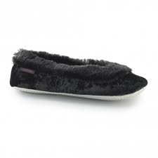 Crushed Velour Ladies Ballet Slippers Black