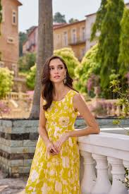 Neerus Yellow Casual Maxi Floral Dresses – Neerus India